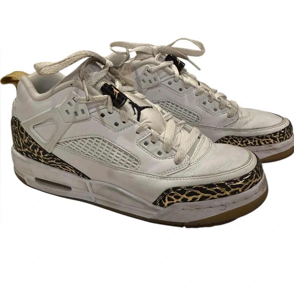 Jordan Spizike Low GL Sneakers‎ Elephant Print White Black Gold Youth 6.5Y Good